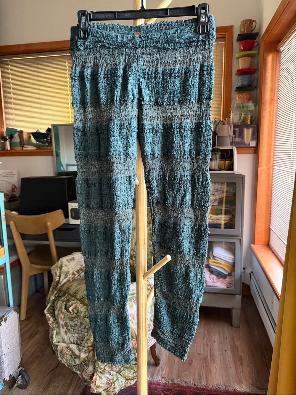 Free People lace leggings/tights in dark teal size S